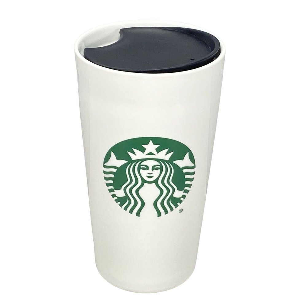 Starbucks 2019 Ceramic To Go Tall Travel Mug Tumbler 12 oz Green Mermaid Logo